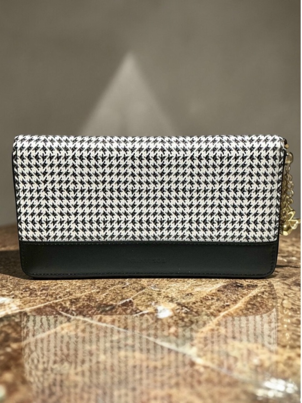 BOSTANTEN Black & White Houndstooth Large Capacity Wallet